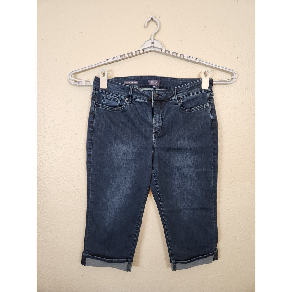 NYDJ Marilyn Straight Capri Jeans Dark‎ Wash Lift Tuck Size 16P
